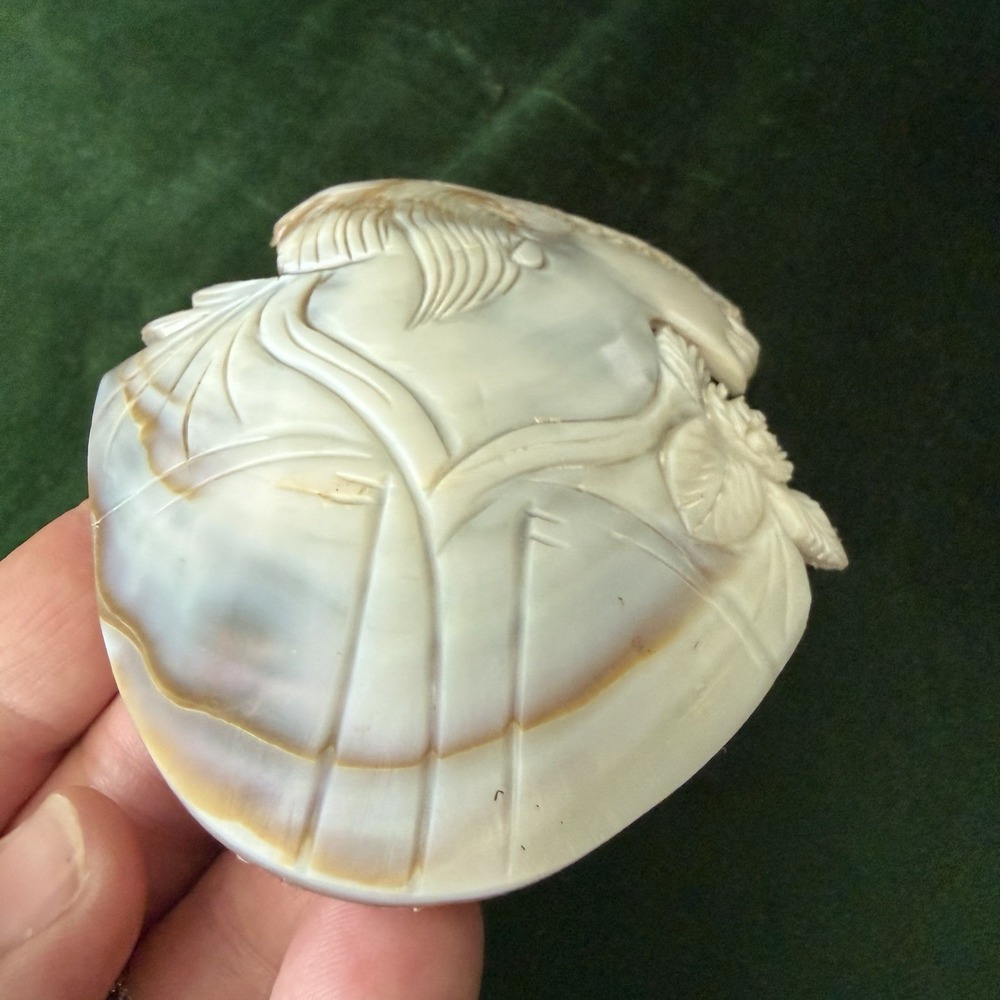 Antique Hand Carved Mother Of Pearl Shell Cameo Large 6-1/2" x 4" Woman Figure - Picture 14 of 15